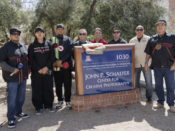 Chemehuevi Tribal Members behind CCP Sign